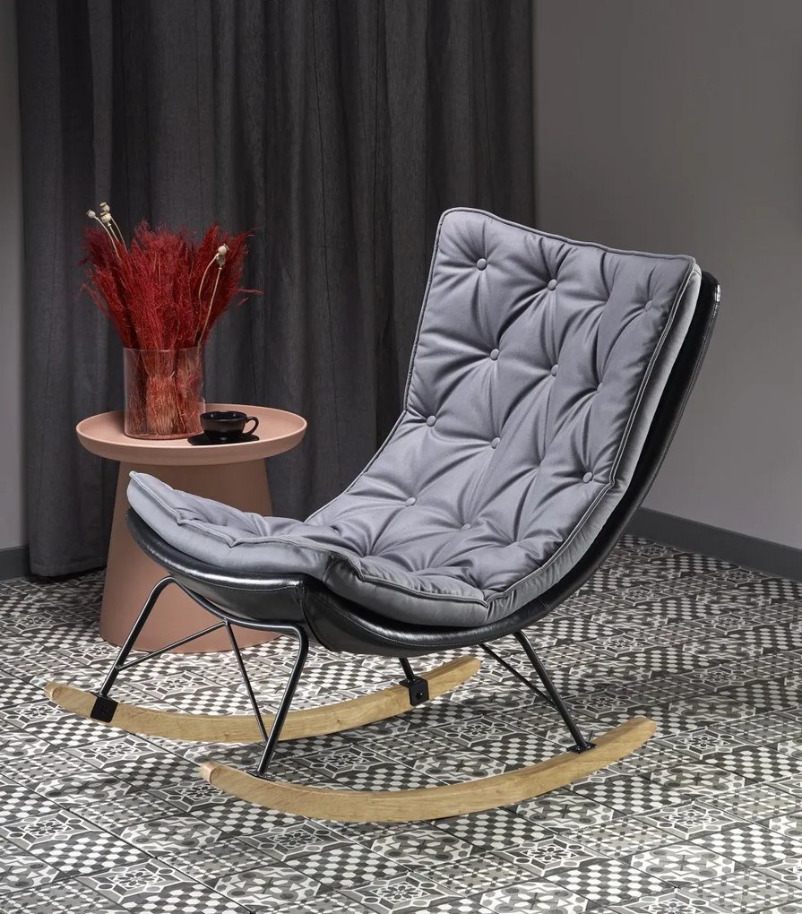 Hojdacie kreslo INDIGO 75 cm šedé/čierne