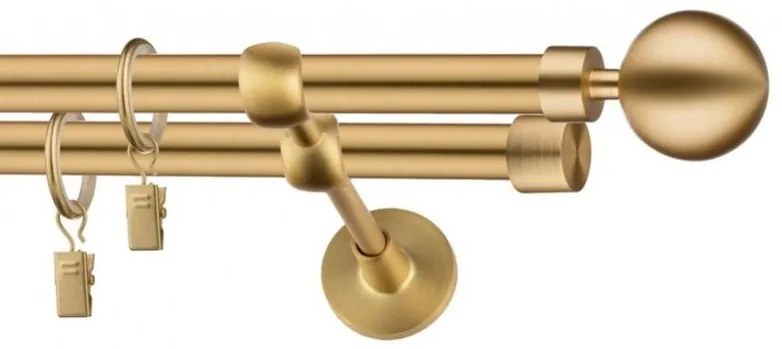 Dekorstudio Garniža dvojradová Guľa MODERN zlatá 19mm Dĺžka: 120cm, Typ uchytenia: Držiak dvojitý modern, Typ príslušenstva: Bez príslušenstva