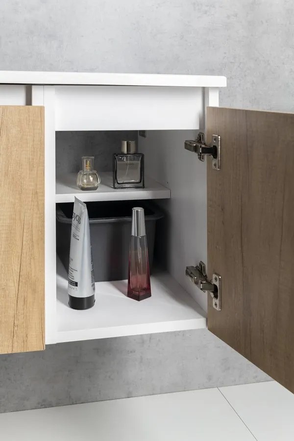 Sapho Sapho, LOREA skrinka 100x46x51,5cm (70+30cm), ľavá, dub Alabama/biela matná, LE070-2231-L-02