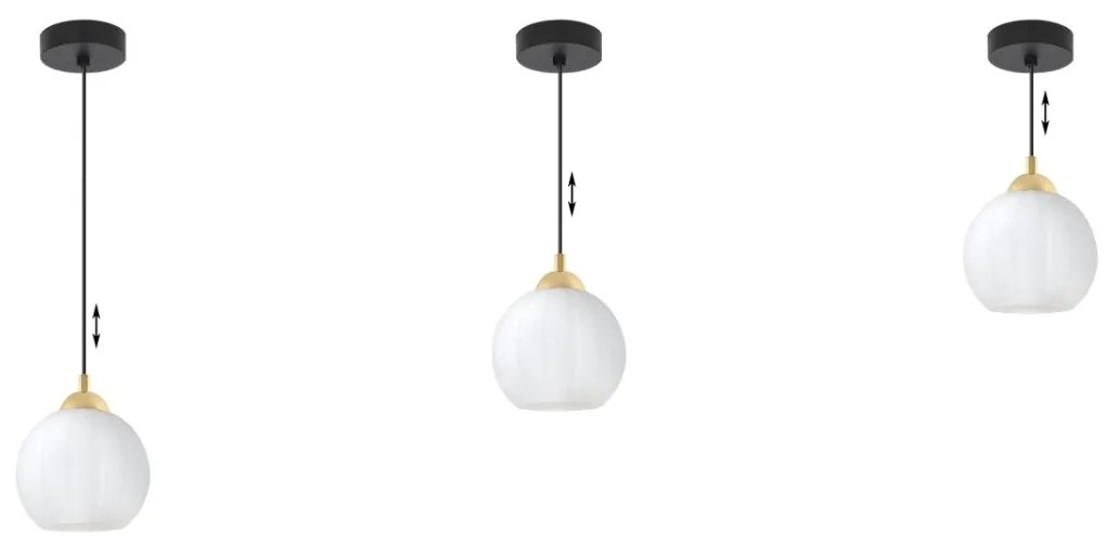 Závesné svietidlo Costa, 1x biele sklenené tienidlo, b/g