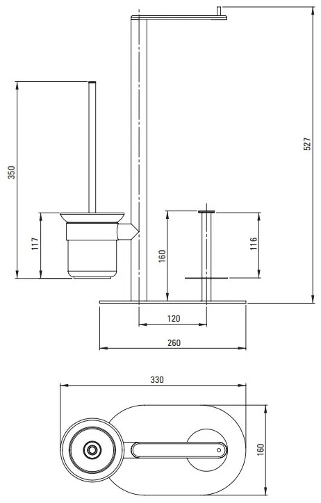 Deante Round, 3-funkčný držiak pre toaletný papier, WC kefu a zásobník toaletného papiera, zlatá matná, DEA-ADR_R732