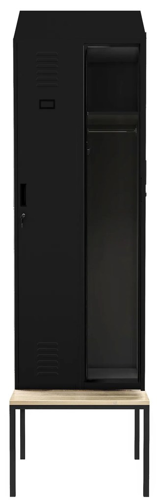 Šatníková skriňa s lavicou a strechou KACPER II PRO, 600 x 2295 x 850 mm, čierna