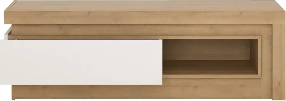 Obývacia stena Lyon, dub riviéra/biela lesk, s osvetlením