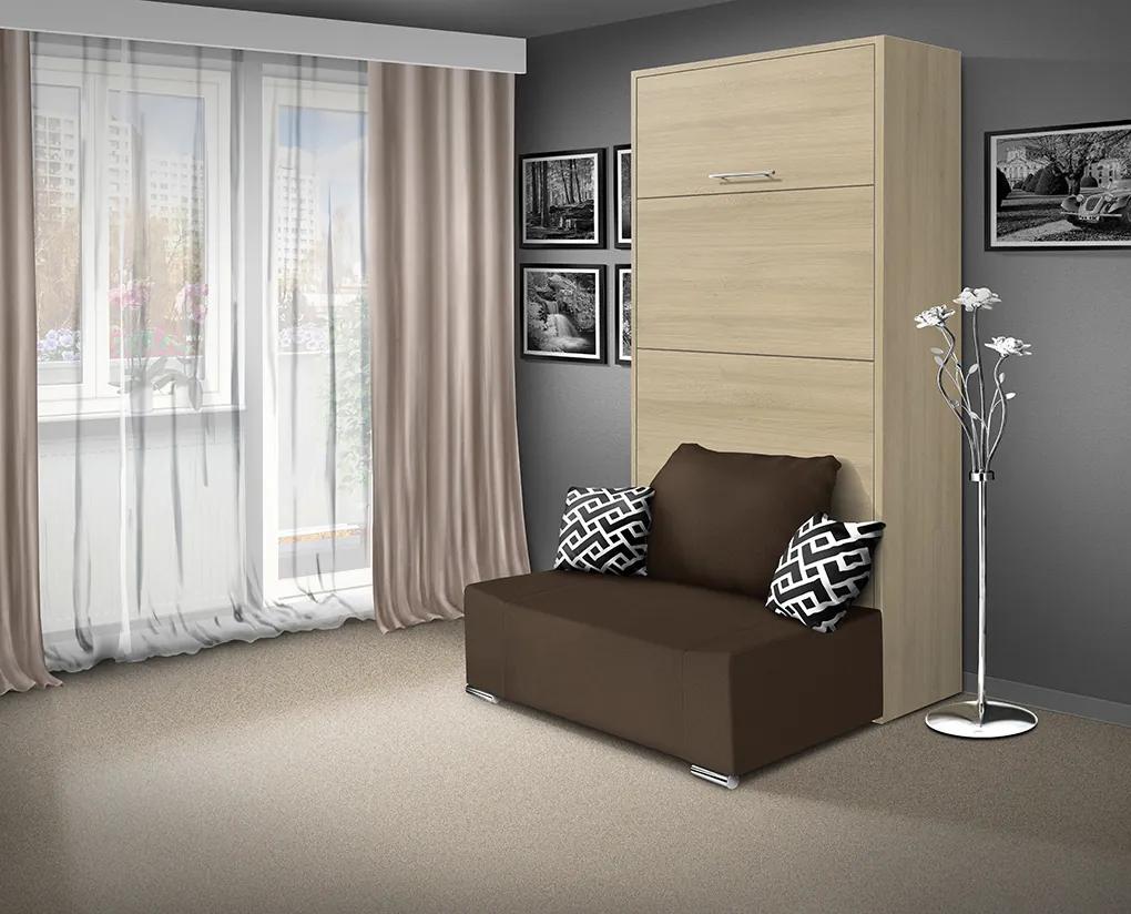 Nabytekmorava Sklápacia posteľ s pohovkou VS 21058P 200x90 farba pohovky: Hnedá, Typ farebného prevedenia: Buk / dvere biele