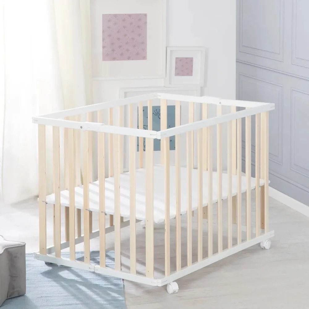 Detská ohrádka v bielo-prírodnej farbe 100x75 cm – Roba