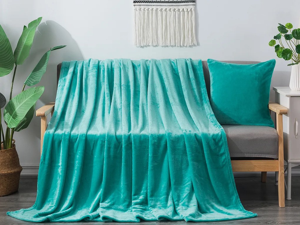 XPOSE® Mikroplyšová deka Exclusive - svetlo tyrkysová 200x230 cm