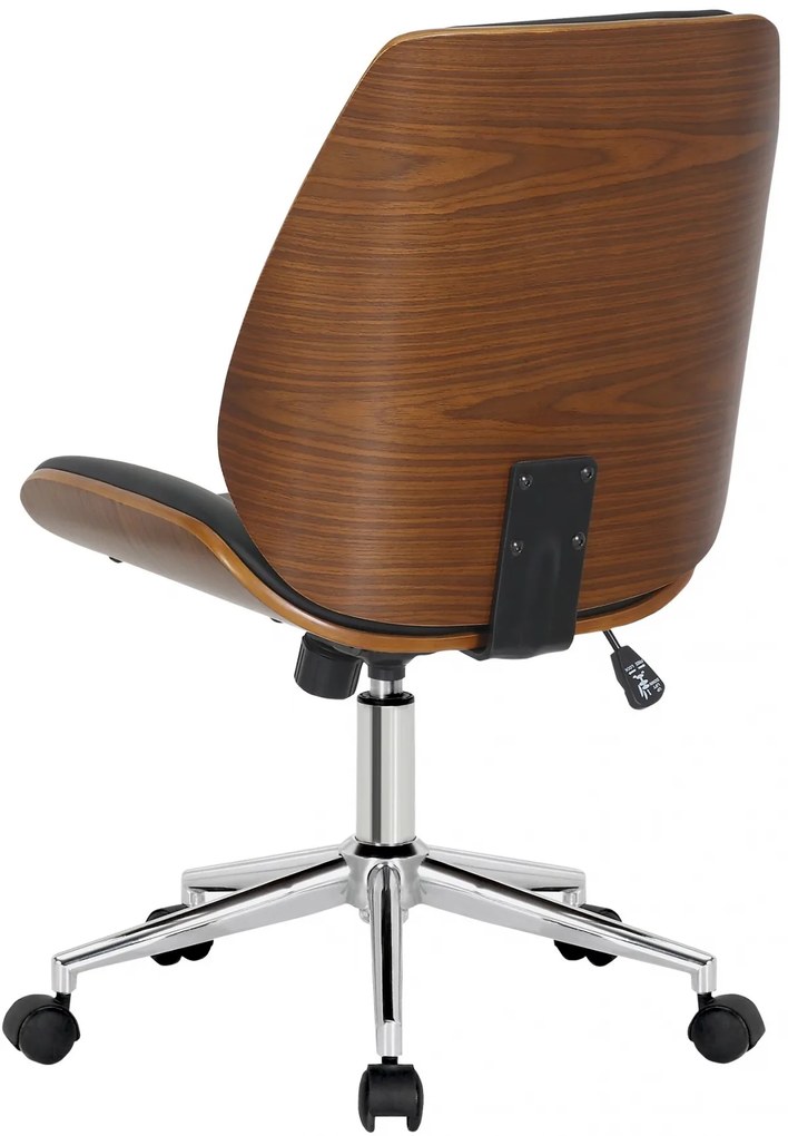 Design-Shop Kancelárska stolička Mitch - koženka, drevo, chróm rám - Čierna