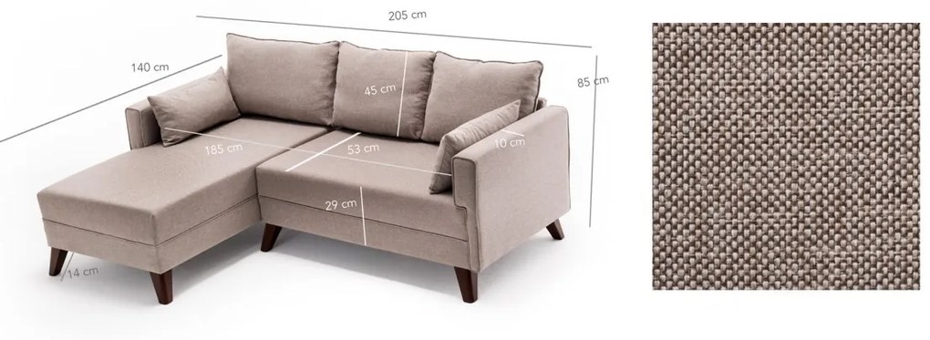 Rohová pohovka Bella krémová II ľavá