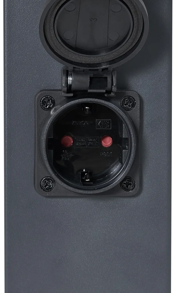 Vonkajšia lampa tmavosivá s opálovým sklom 80 cm IP44 so zásuvkou a snímačom pohybu - Malios