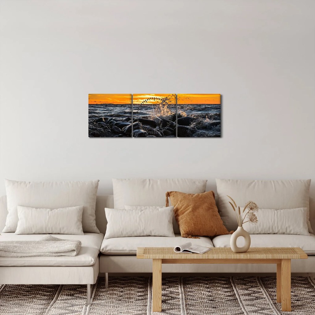 Obraz mora (s hodinami) (90x30 cm)
