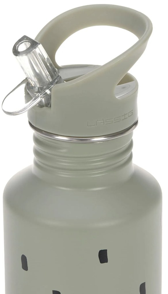 Antikorová fľaša na pitie - Happy Prints light olive