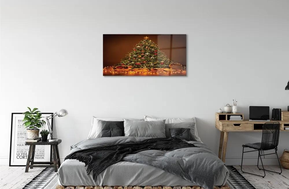 Sklenený obraz Vianočné osvetlenie dekorácie darčeky 125x50 cm