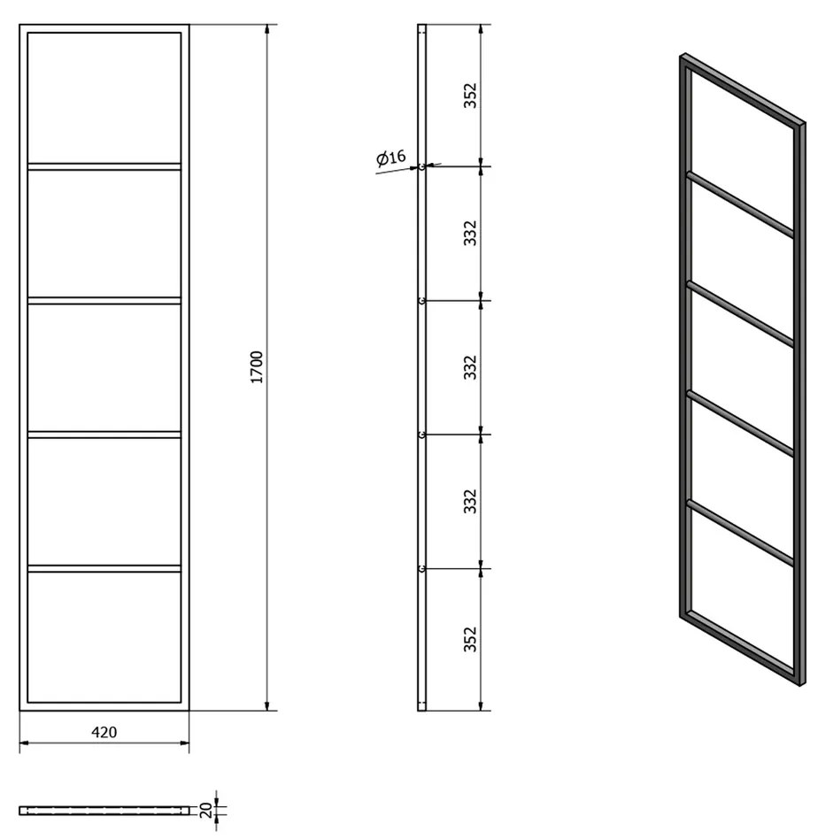 SAPHO Ska561 Ska sušiak uterákov na opretie 42 x 170 x 2 cm, biela mat