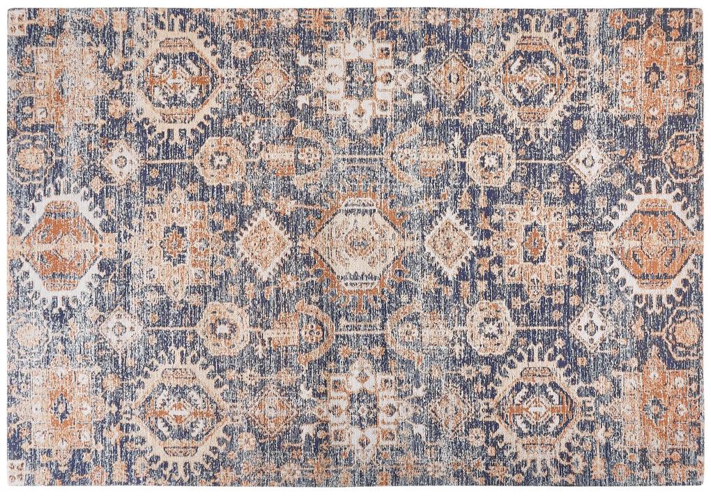 Bavlnený koberec 140 x 200 cm modrá/červená KURIN Beliani