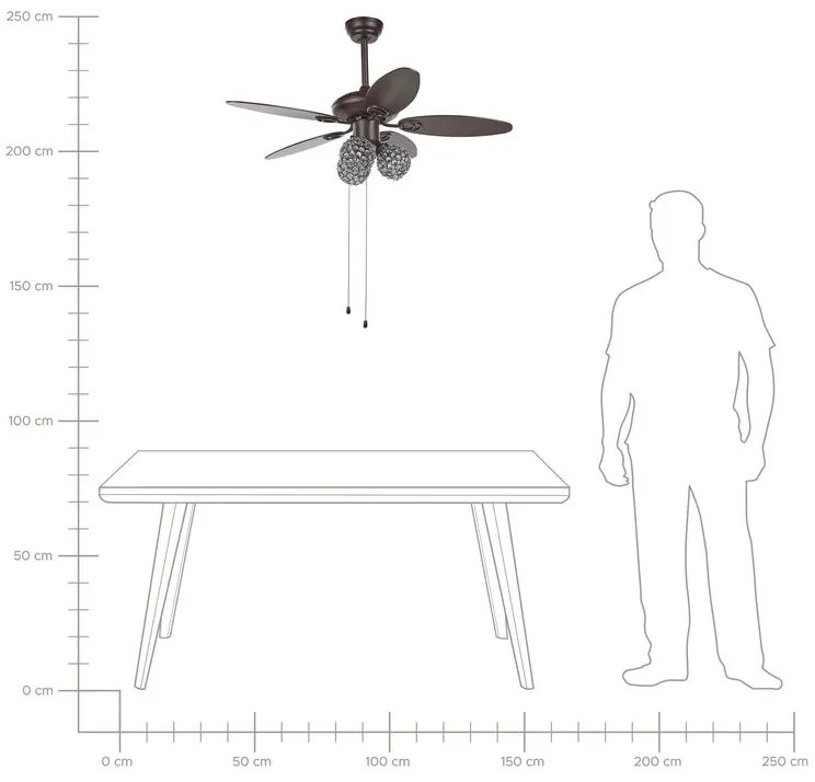 Stropný ventilátor so svetlom hnedý HEILONG Beliani