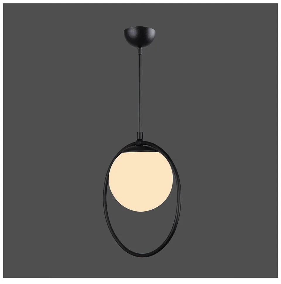 Čierne kovové závesné svietidlo so skleneným tienidlom ø 15 cm Ates – Squid Lighting