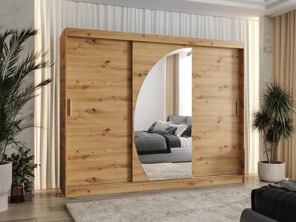 Skriňa so zrkadlom Grilion 250, zásuvka: nie, Farby: dub artisan