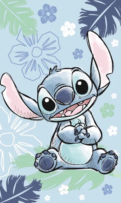 Jerry Fabrics Bavlnený froté uterák s pútkom 30x50 cm - Lilo a Stitch "Ohana blue"