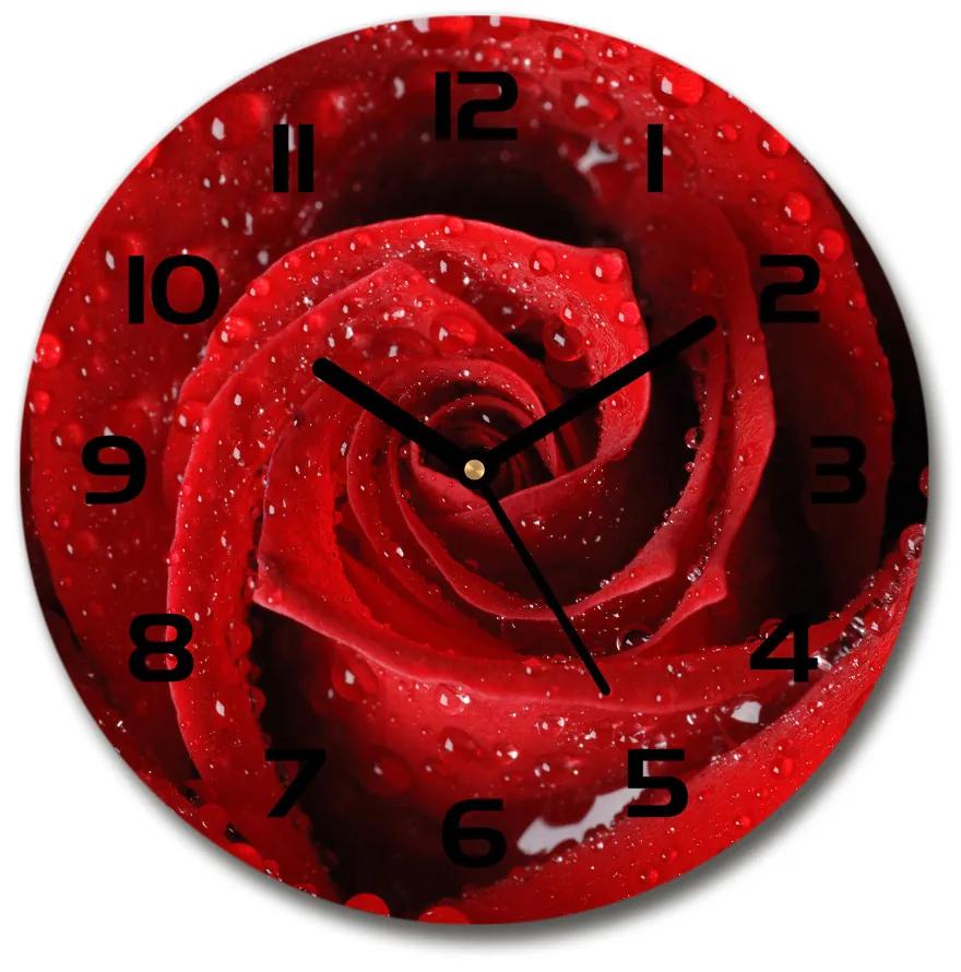 Sklenené hodiny okrúhle Kvapky na ružu pl_zso_30_c-f_37464697