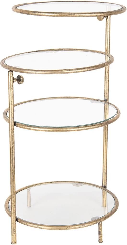 Zlatý kovový odkladací stolík so sklenenými policami - 86 * 30 * 57 cm