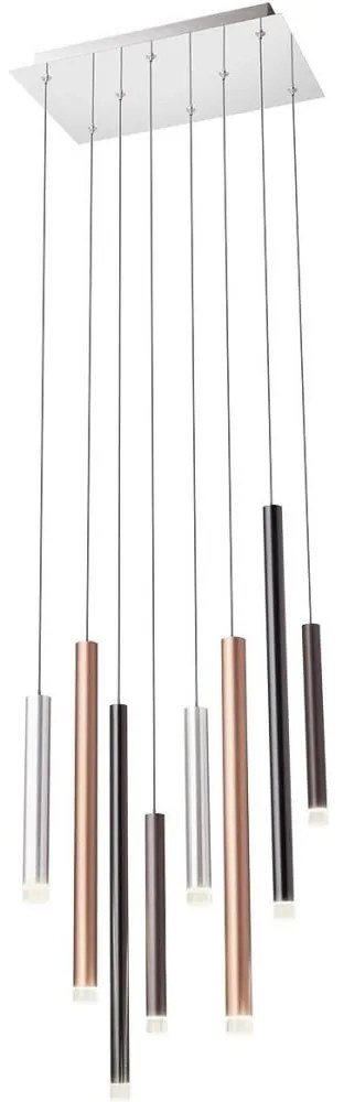 Redo 01-2049 - LED Luster na lanku MADISON 8xLED/4W/230V lesklý chróm/čierna/meď