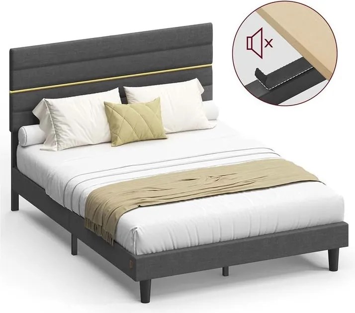 Rám manželskej postele VASAGLE pre matrac 140 x 200 cm, bridlicovo sivá RMB504G01