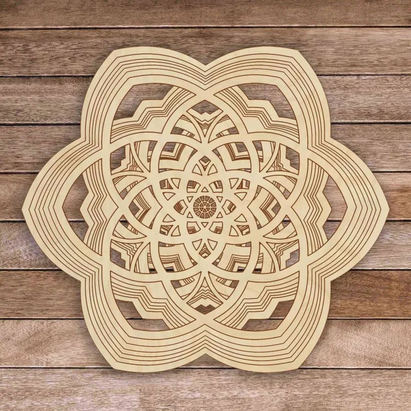 Vyrezávaná drevená 3D mandala na stenu | SENTOP PR0456