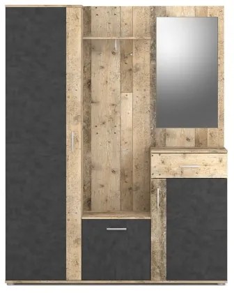 Stena za predsobo NOLAN z ogledalom, rjava/grafit