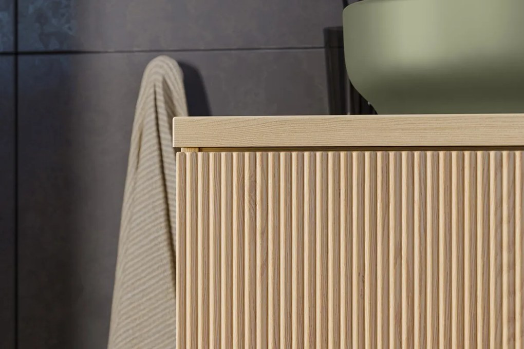 Koupelnová sestava Nordic River s deskou, umyvadly a skříňkami 120 cm dub cremona