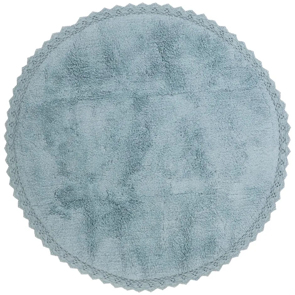 Modrý ručne vyrobený bavlnený koberec Nattiot Perla, ø 110 cm