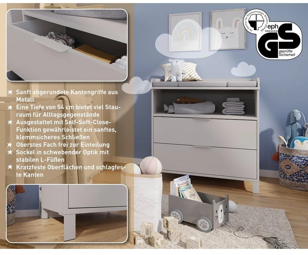 Krémová detská komoda 89x92x54 cm Alkmaar – Germania