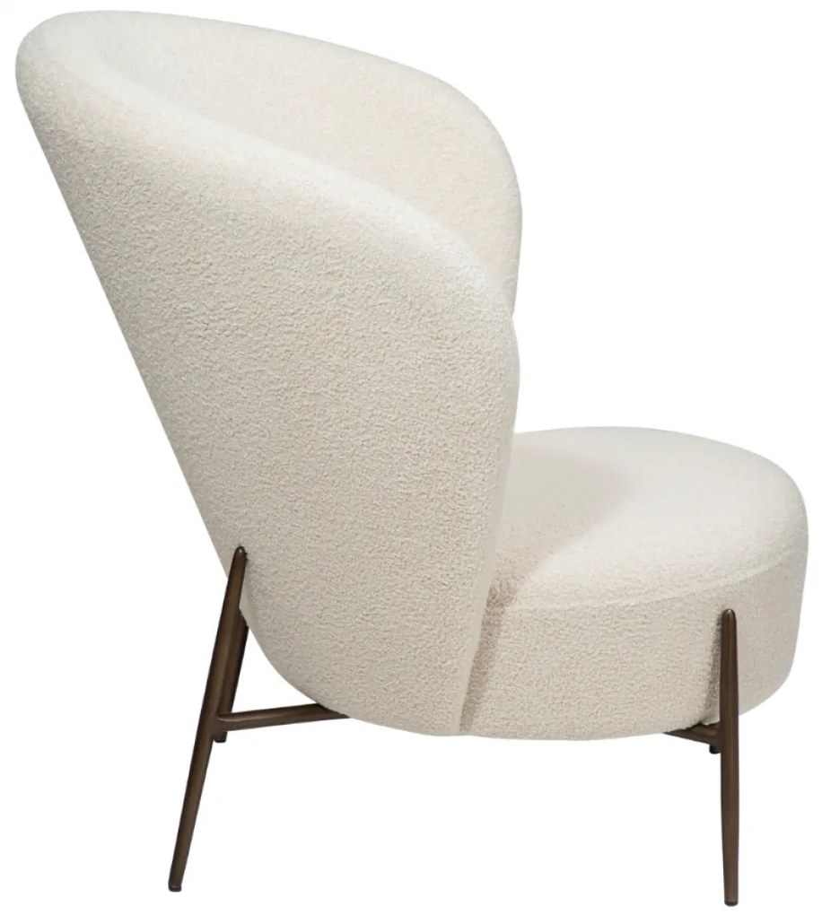 ORBIT ČALÚNENÉ LOUNGE KRESLO dove bouclé/antique brass
