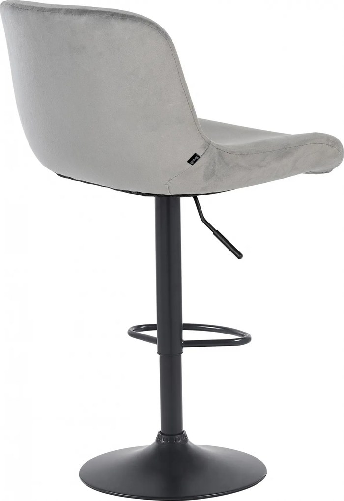 Barová stolička Solon - zamat, čierny rám - šedá