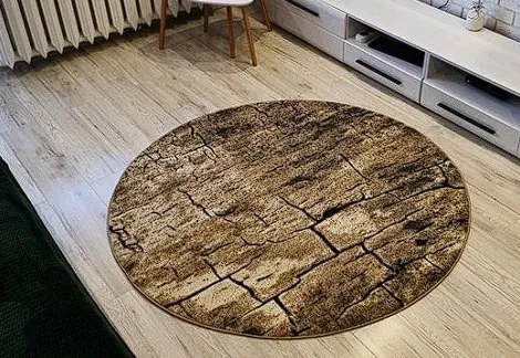 Okrúhly hnedý koberec Loft 265 – vzor suchá zem 160x160 cm