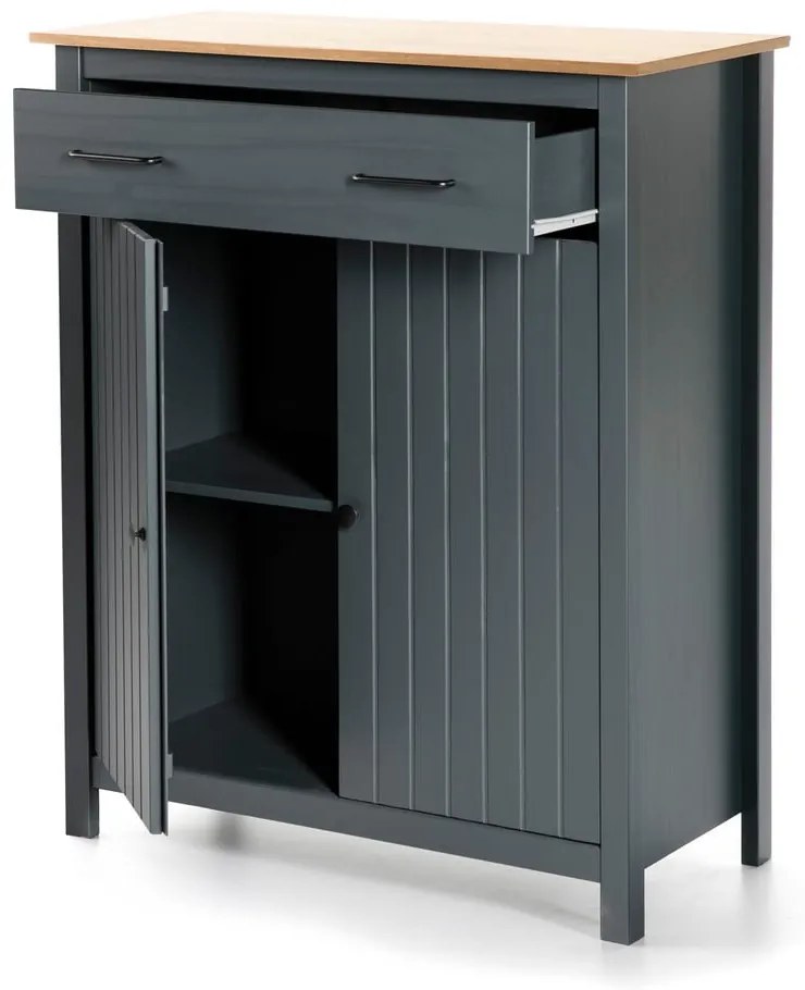 Tmavomodrá vysoká komoda z borovicového dreva 90x110 cm Miranda – Marckeric