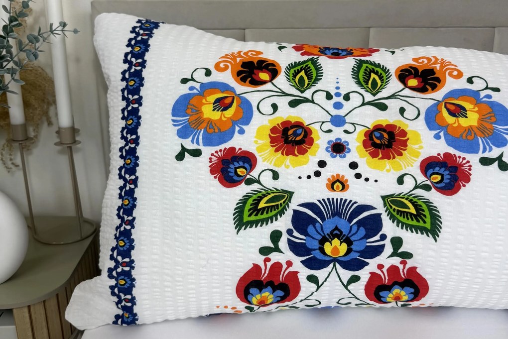 INTERMEDIC SK Obliečka na náhradný manžel Folklór Modrý prúžok – krep, 100 % bavlna, 50x150 cm, zips