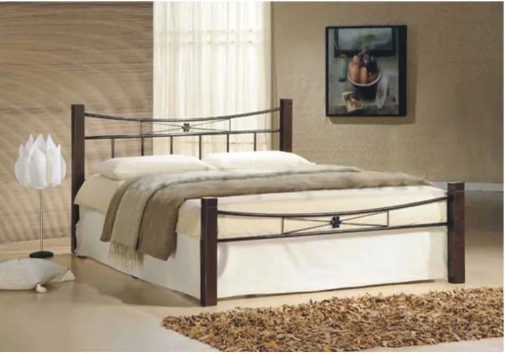 KONDELA Paula 160 manželská posteľ s roštom orech / čierna