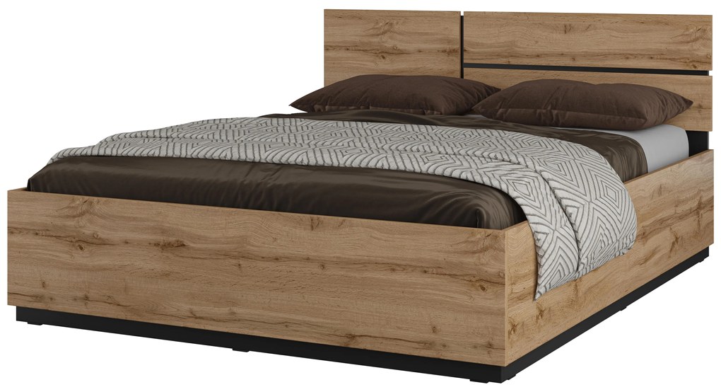 Manželská posteľ 160 cm Crossroad S31 (dub wotan + čierna). Akcia -19%. Vlastná spoľahlivá doprava až k Vám domov. 1118256