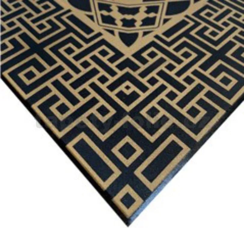 Stropné panely 3D XPS 0039, cena za kus, rozmer 50 cm x 50 cm, VERSO - grécky kľúč zlato-čierny, IMPOL TRADE