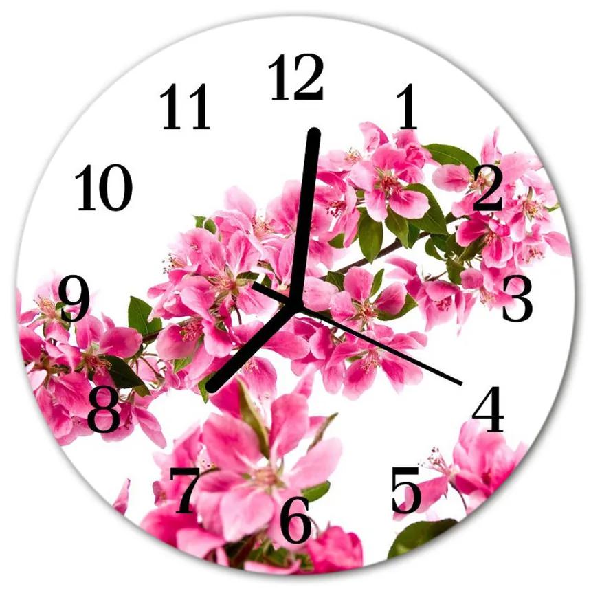 Sklenené hodiny okrúhle Kvety fi 30 cm