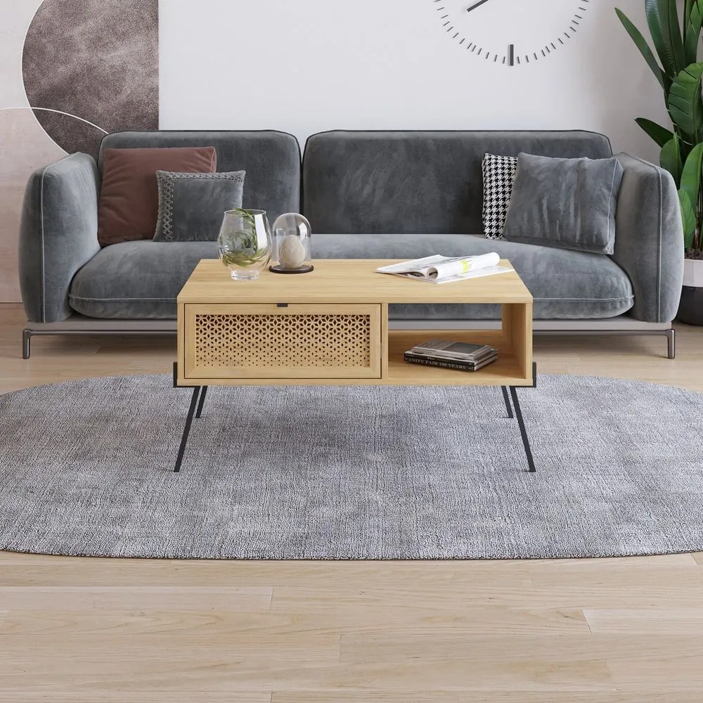 Konferenčný stolík v dekore duba v prírodnej farbe 60x100 cm Ecrin – Marckeric