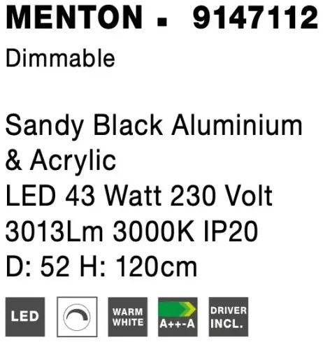 LED luster Menton 52 čierne