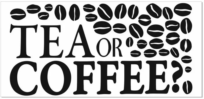 Nálepka na stenu s otázkou TEA OR COFFE? 100 x 200 cm