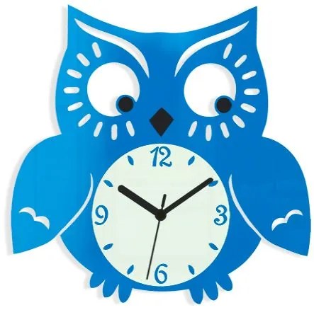Nástenné hodiny Owl modré