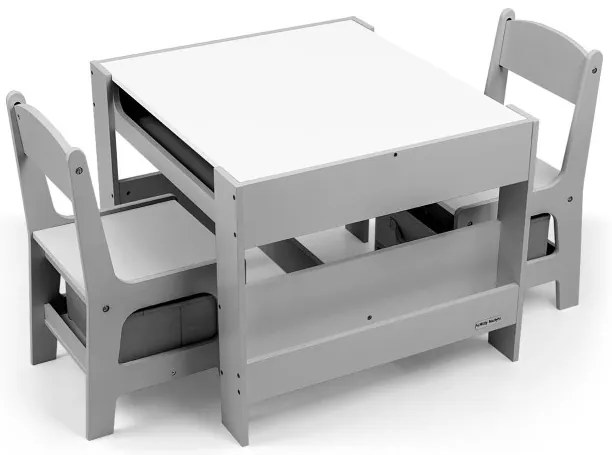 Detský stôl Sven sivý s dvomi stoličkami