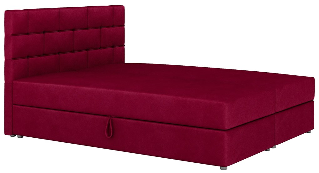 Manželská posteľ Boxspring 160x200 cm Waller Comfort (bordová) (s roštom a matracom). Akcia -21%. Vlastná spoľahlivá doprava až k Vám domov. 1056379