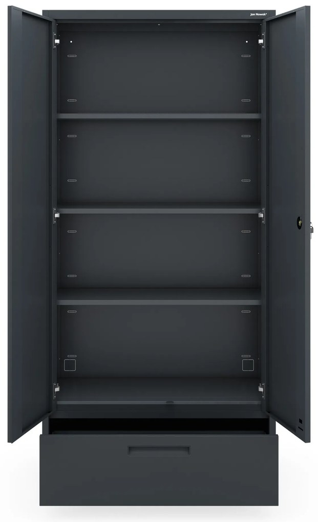 Kovová skriňa MEGAN – antracitová, jednoduchá zásuvka, 185 cm