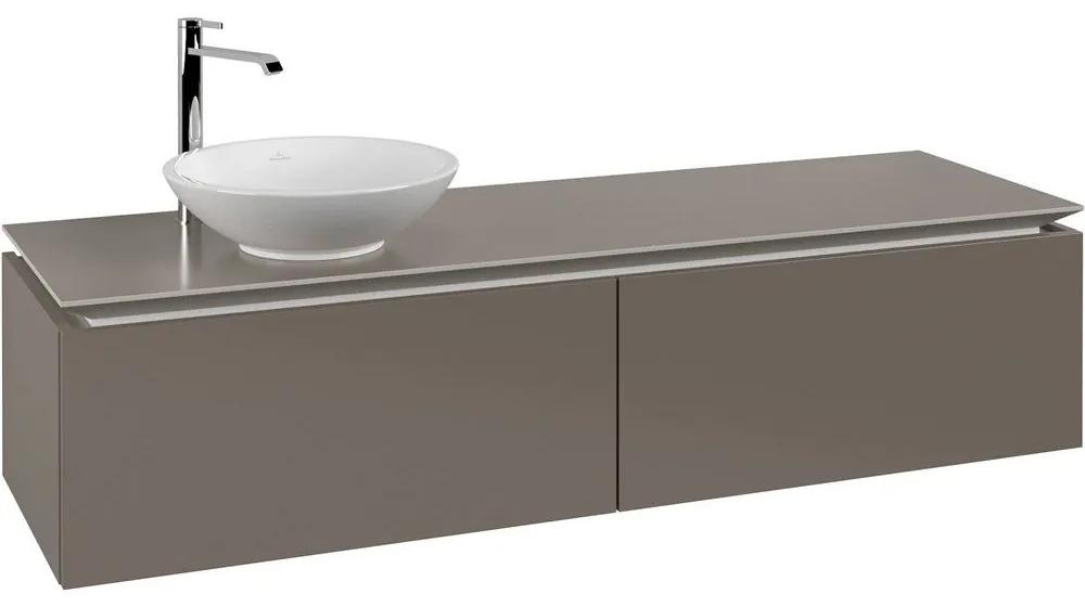 VILLEROY &amp; BOCH Legato závesná skrinka pod umývadlo na dosku (umývadlo vľavo), 2 zásuvky, 1600 x 500 x 380 mm, Truffle Grey, B59500VG