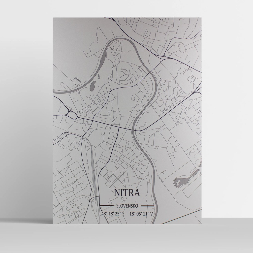 Hliníková mapa Nitry L (49×69 ㎝) Sivá