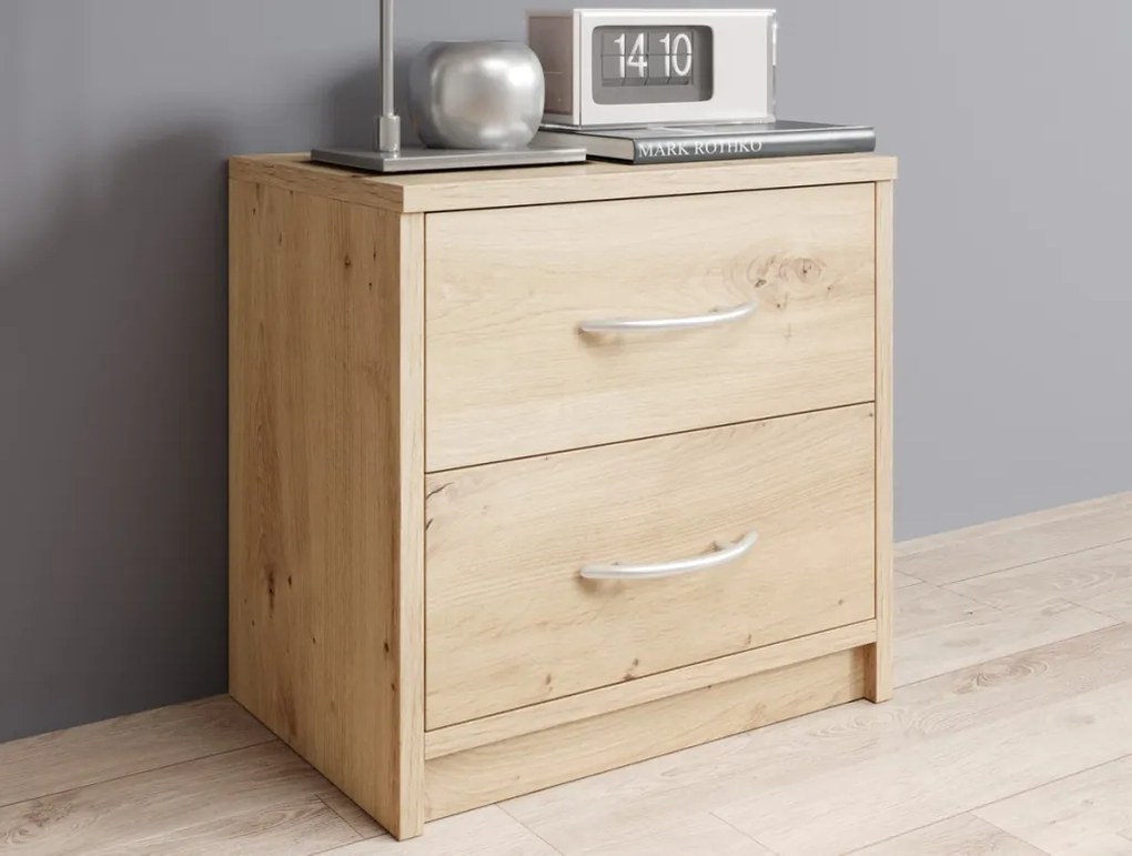 Nočný stolík s 2 zásuvkami Pepe, dub artisan